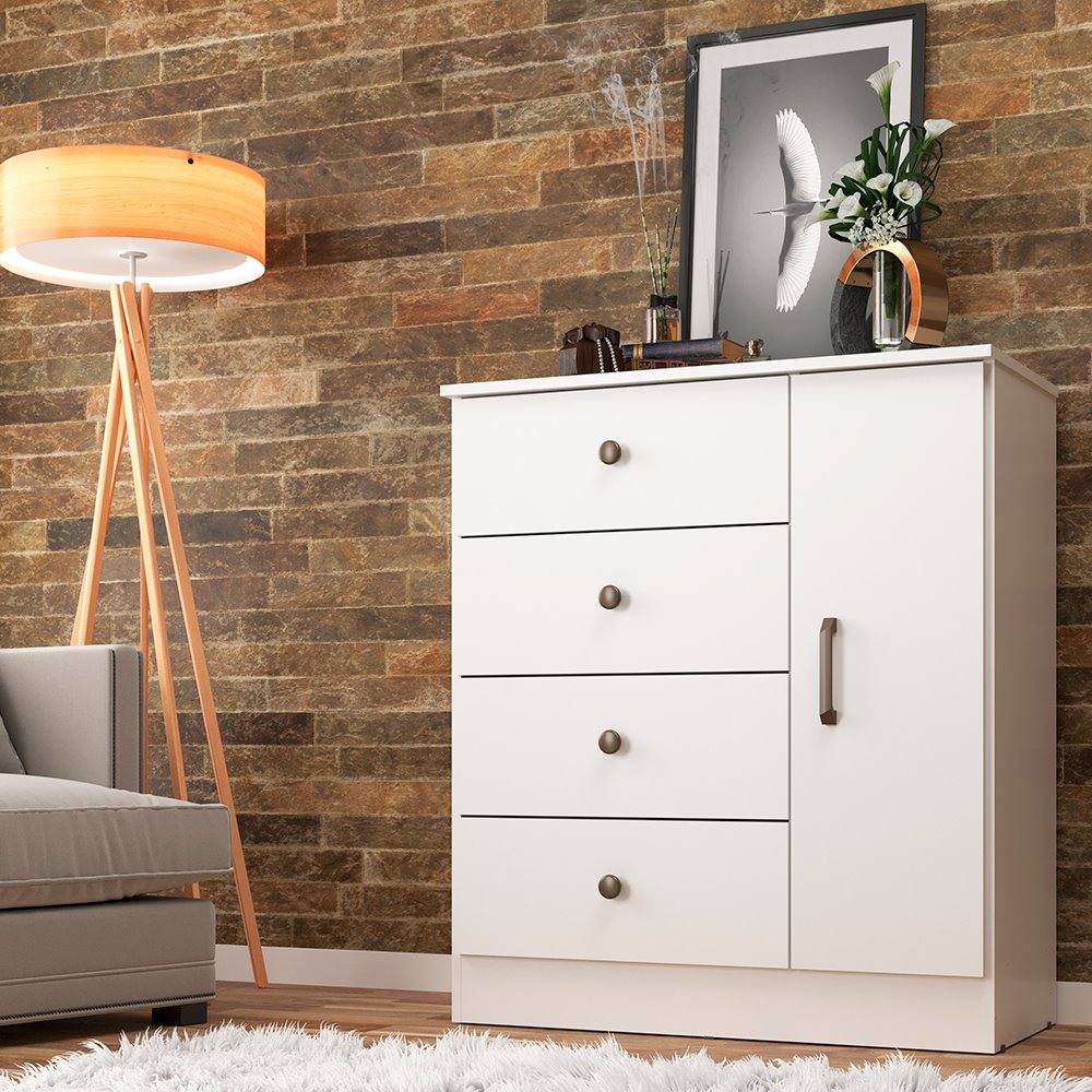 Cômoda 01 Porta e 04 Gavetas Lisboa Branco